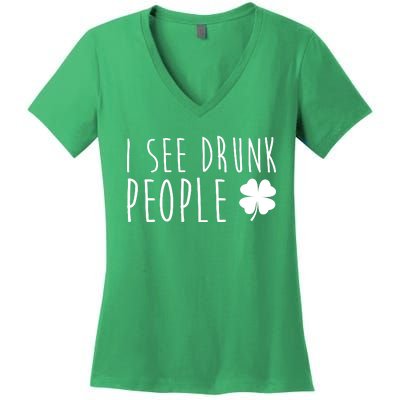 I See Drunk People Funny St Patrick's Day Women's V-Neck T-Shirt