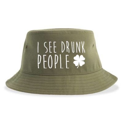 I See Drunk People Funny St Patrick's Day Sustainable Bucket Hat