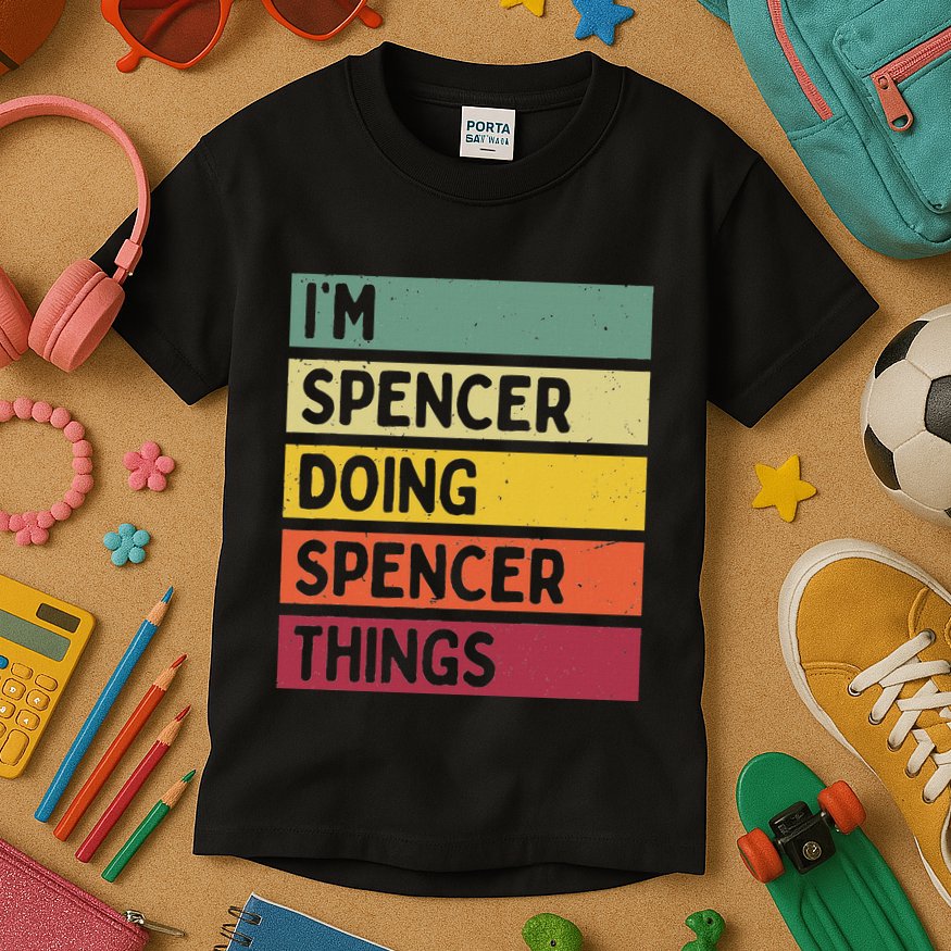 IM Spencer Doing Spencer Things Funny Personalized Quote Kids T-Shirt