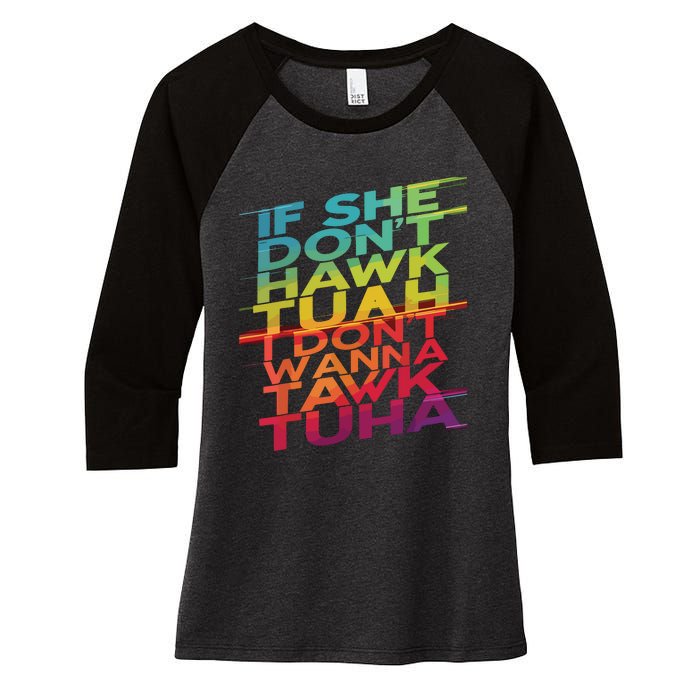 If She Dont Hawk Tuah I Dont Wanna Tawk Tuha Women's Tri-Blend 3/4-Sleeve Raglan Shirt