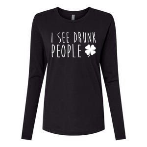 I See Drunk People Funny St Patricks Day Womens Cotton Relaxed Long Sleeve T-Shirt