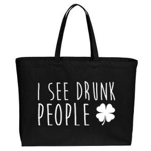 I See Drunk People Funny St Patricks Day Cotton Canvas Jumbo Tote