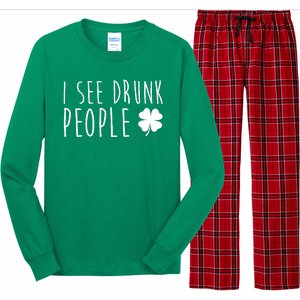 I See Drunk People Funny St Patricks Day Long Sleeve Pajama Set