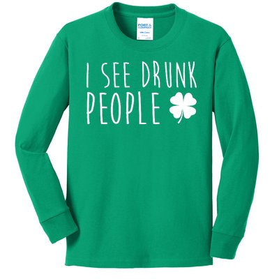 I See Drunk People Funny St Patricks Day Kids Long Sleeve Shirt