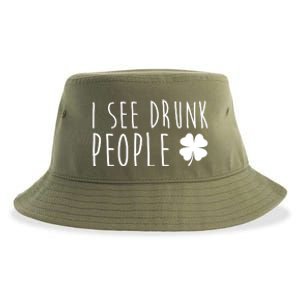 I See Drunk People Funny St Patricks Day Sustainable Bucket Hat