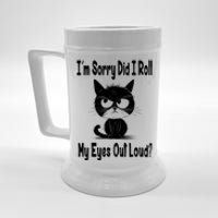 Im Sorry Did I Roll My Eyes Out Loud Funny Black Cat Kitten Beer Stein