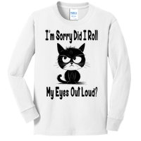 Im Sorry Did I Roll My Eyes Out Loud Funny Black Cat Kitten Kids Long Sleeve Shirt