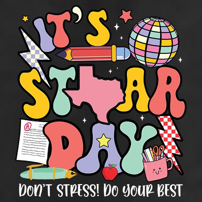 Its Staar Day Dont Stress Do Your Best Test Day Groovy 7 Panel Mesh Trucker Snapback Hat