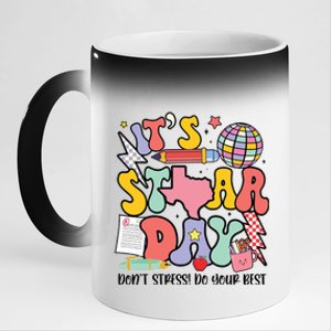 Its Staar Day Dont Stress Do Your Best Test Day Groovy 11oz Black Color Changing Mug