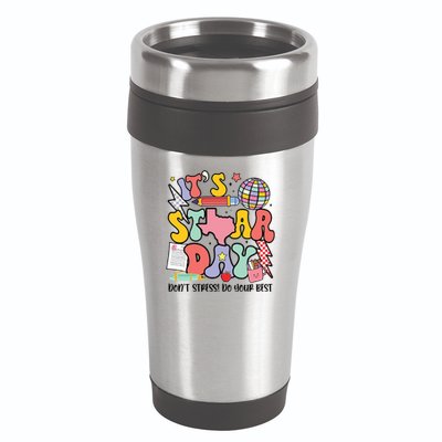 Its Staar Day Dont Stress Do Your Best Test Day Groovy 16oz Travel Tumbler