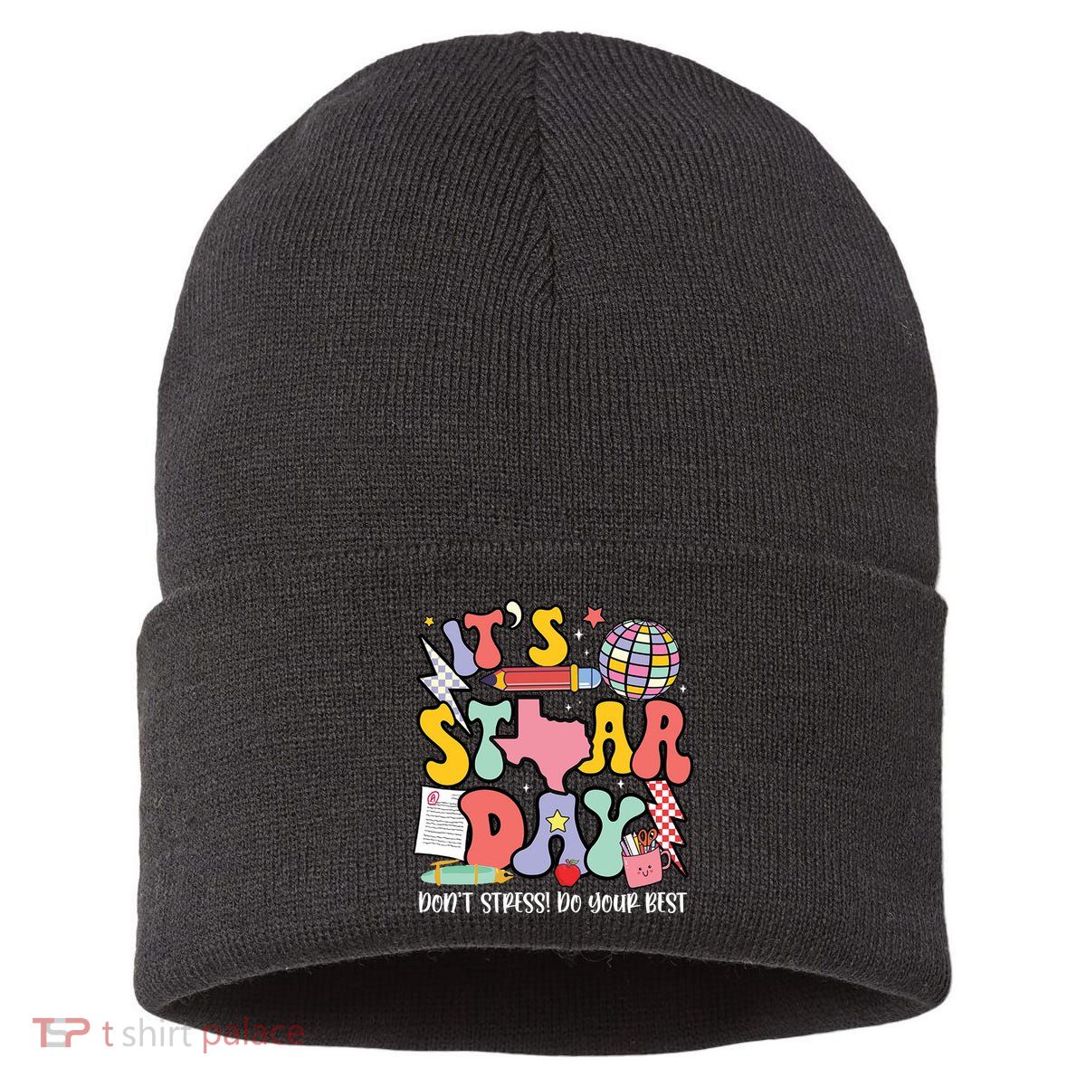 Its Staar Day Dont Stress Do Your Best Test Day Groovy Sustainable Knit Beanie