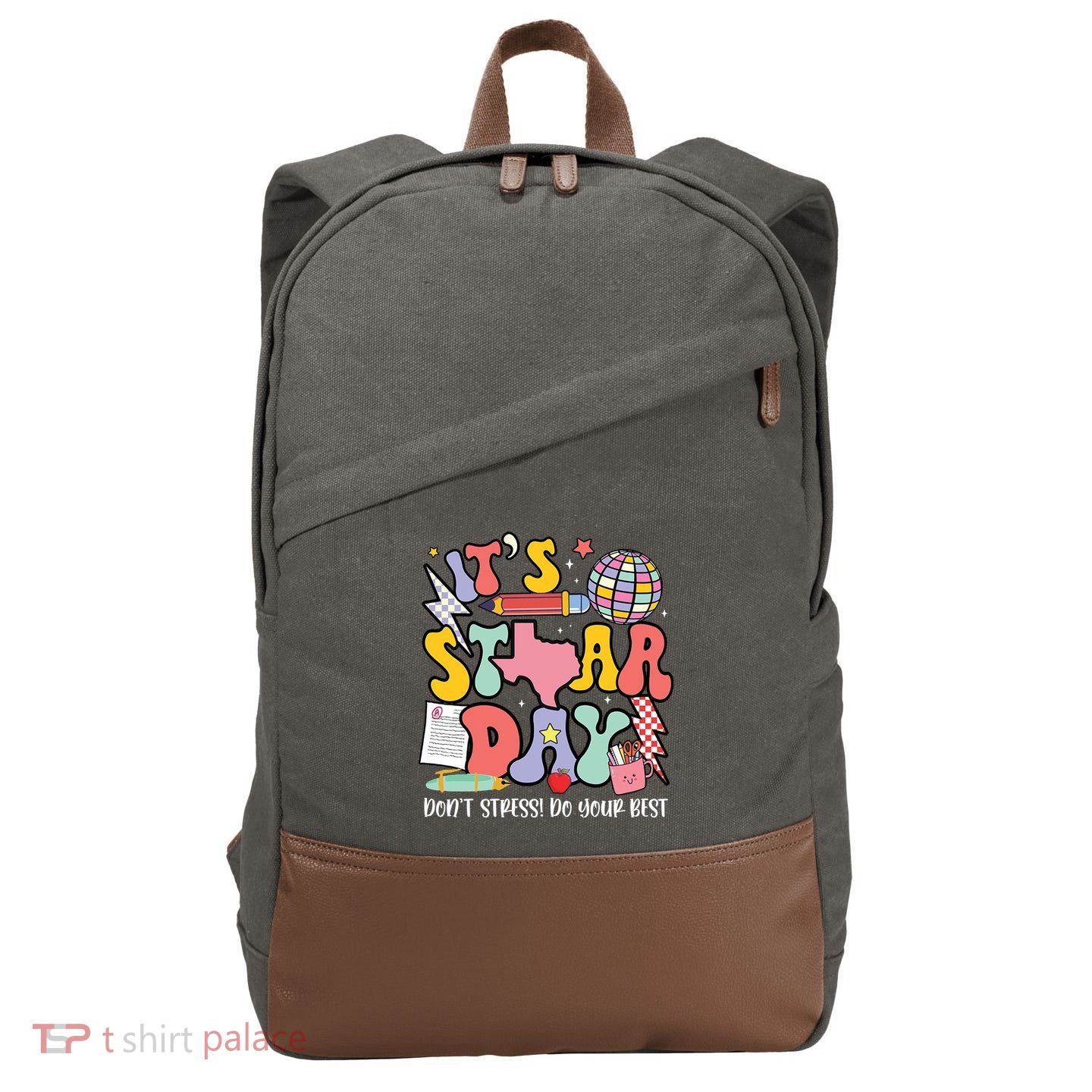 Its Staar Day Dont Stress Do Your Best Test Day Groovy Cotton Canvas Backpack