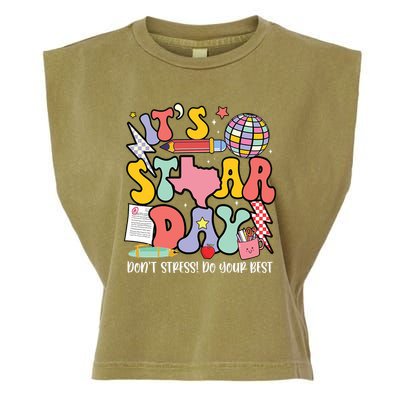 Its Staar Day Dont Stress Do Your Best Test Day Groovy Garment-Dyed Women's Muscle Tee