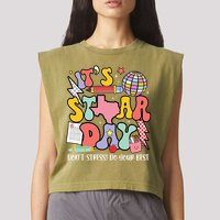 Its Staar Day Dont Stress Do Your Best Test Day Groovy Garment-Dyed Women's Muscle Tee