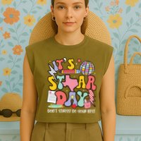Its Staar Day Dont Stress Do Your Best Test Day Groovy Garment-Dyed Women's Muscle Tee