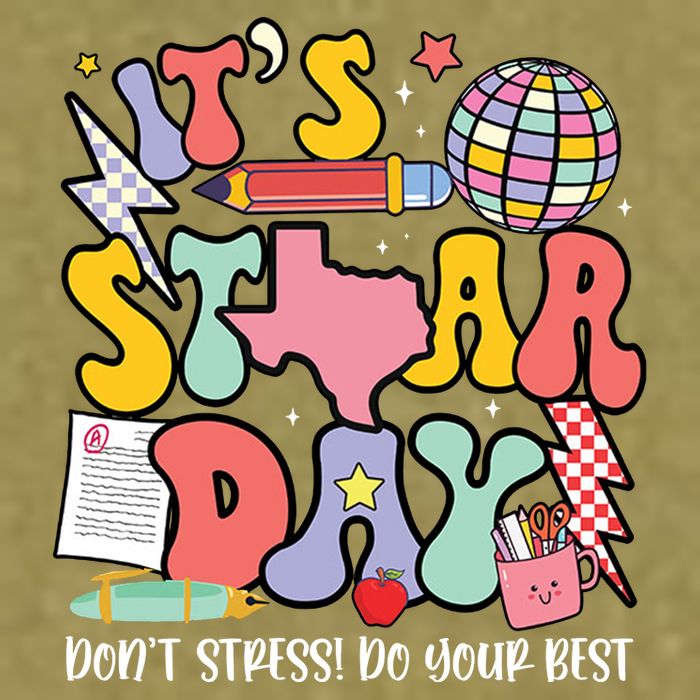 Its Staar Day Dont Stress Do Your Best Test Day Groovy Garment-Dyed Women's Muscle Tee