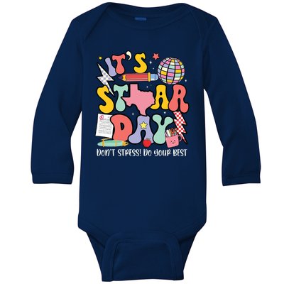 Its Staar Day Dont Stress Do Your Best Test Day Groovy Baby Long Sleeve Bodysuit