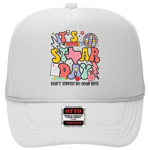 Its Staar Day Dont Stress Do Your Best Test Day Groovy High Crown Mesh Back Trucker Hat