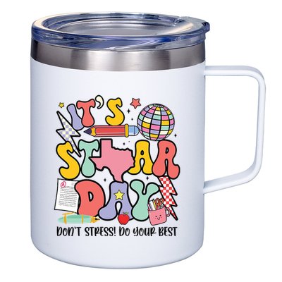 Its Staar Day Dont Stress Do Your Best Test Day Groovy 12oz Stainless Steel Coffee Mug