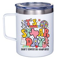 Its Staar Day Dont Stress Do Your Best Test Day Groovy 12oz Stainless Steel Coffee Mug