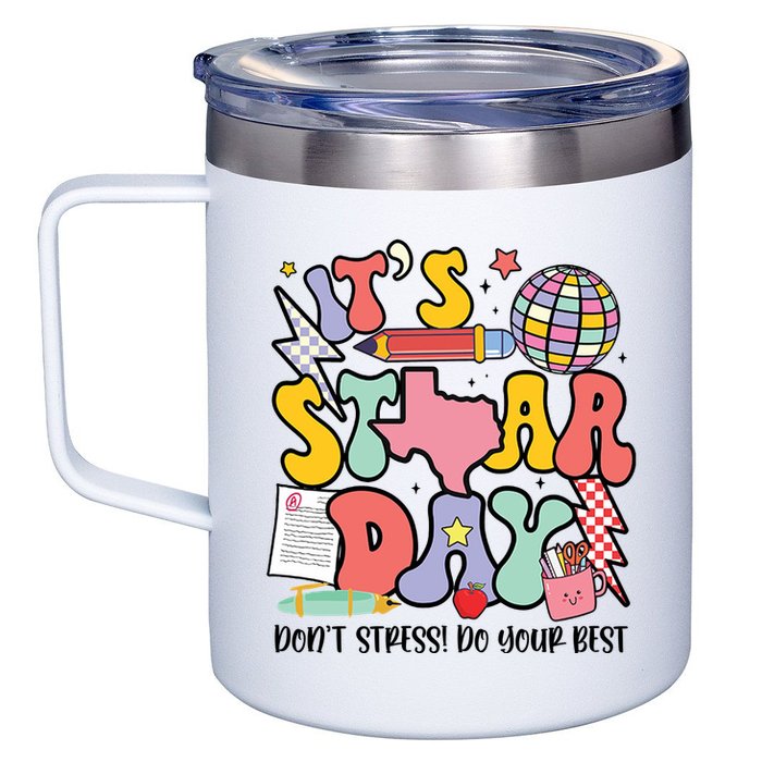Its Staar Day Dont Stress Do Your Best Test Day Groovy 12oz Stainless Steel Coffee Mug