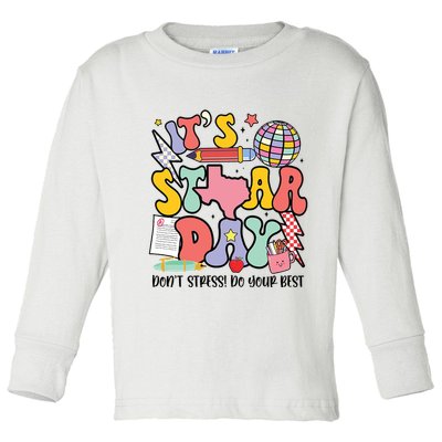 Its Staar Day Dont Stress Do Your Best Test Day Groovy Toddler Long Sleeve Shirt