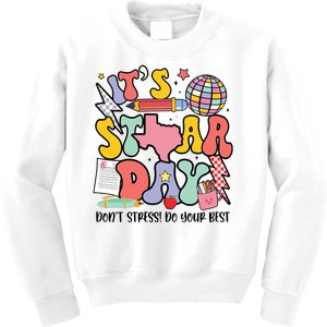 Its Staar Day Dont Stress Do Your Best Test Day Groovy Kids Sweatshirt