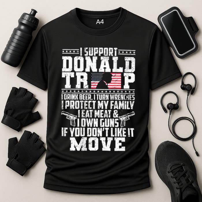 I Support Donald Trump I Drink Beer I Turn Wrenches Cooling Performance Crew T-Shirt