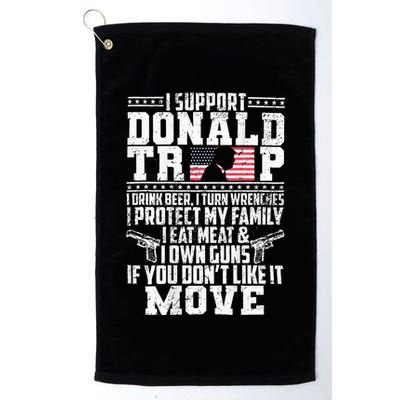 I Support Donald Trump I Drink Beer I Turn Wrenches Golf Towel