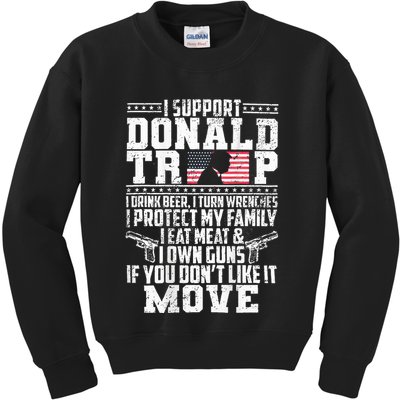 I Support Donald Trump I Drink Beer I Turn Wrenches Kids Sweatshirt