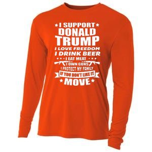 I Support Donald Trump I Love Freedom I Drink Beer Cooling Performance Long Sleeve Crew