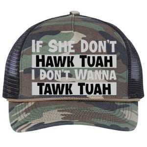 If She Dont Hawk Tuah I Dont Wanna Tawk Tuah Funny Retro Rope Trucker Hat Cap