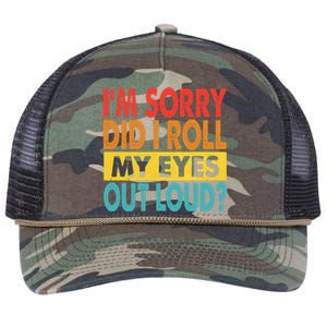 I'm Sorry Did I Roll My Eyes Out Loud funny Quotes Retro Rope Trucker Hat Cap