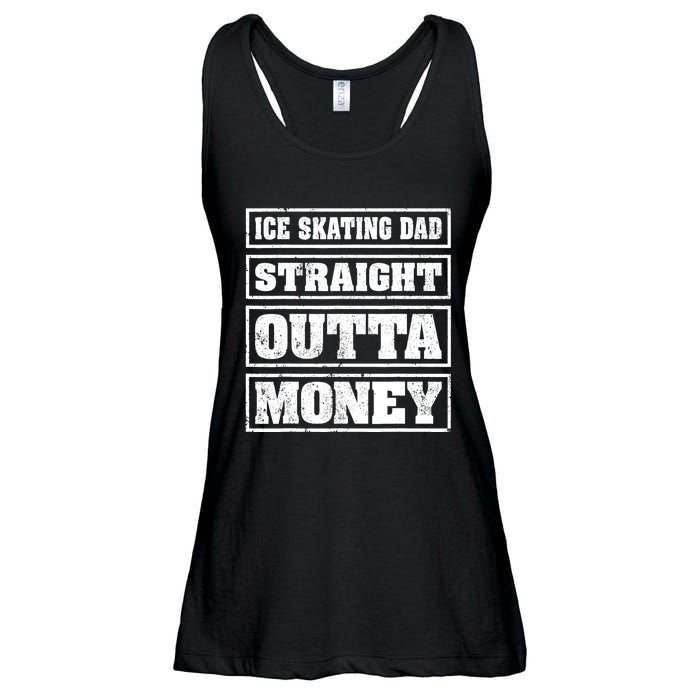 Ice Skating Dad Straight Outta Money Ice Skating Fathers Day Ladies Essential Flowy Tank