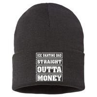 Ice Skating Dad Straight Outta Money Ice Skating Fathers Day Sustainable Knit Beanie