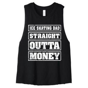 Ice Skating Dad Straight Outta Money Ice Skating Fathers Day Women's Racerback Cropped Tank