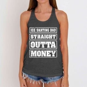 Ice Skating Dad Straight Outta Money Ice Skating Fathers Day Women's Knotted Racerback Tank