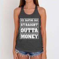 Ice Skating Dad Straight Outta Money Ice Skating Fathers Day Women's Knotted Racerback Tank