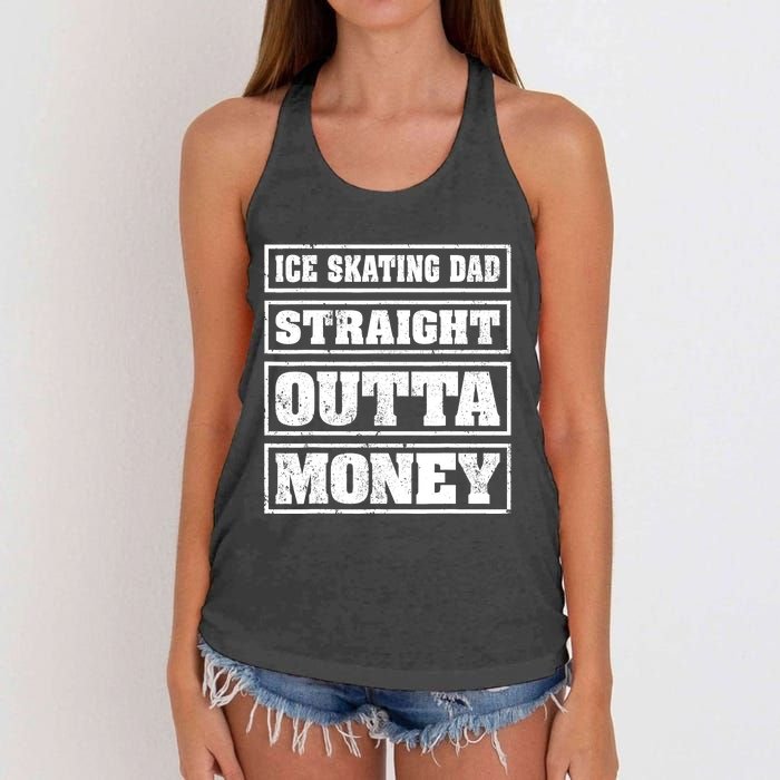 Ice Skating Dad Straight Outta Money Ice Skating Fathers Day Women's Knotted Racerback Tank