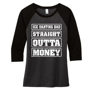 Ice Skating Dad Straight Outta Money Ice Skating Fathers Day Women's Tri-Blend 3/4-Sleeve Raglan Shirt