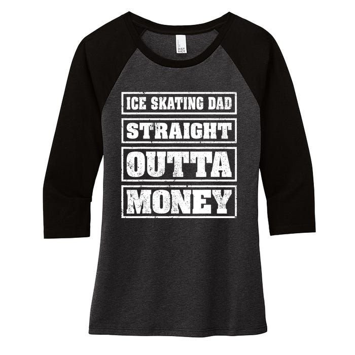 Ice Skating Dad Straight Outta Money Ice Skating Fathers Day Women's Tri-Blend 3/4-Sleeve Raglan Shirt