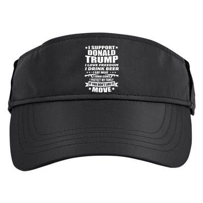 I Support Donald Trump I Love Freedom I Drink Beer Adult Drive Performance Visor