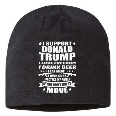 I Support Donald Trump I Love Freedom I Drink Beer Sustainable Beanie