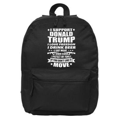 I Support Donald Trump I Love Freedom I Drink Beer 16 in Basic Backpack