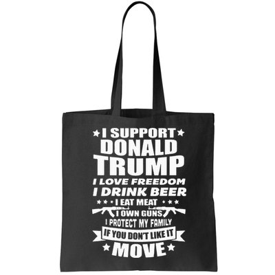 I Support Donald Trump I Love Freedom I Drink Beer Bag