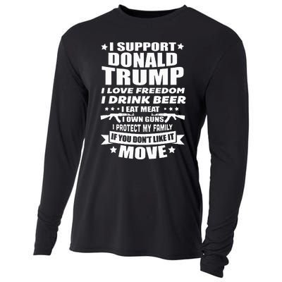 I Support Donald Trump I Love Freedom I Drink Beer Cooling Performance Long Sleeve Crew