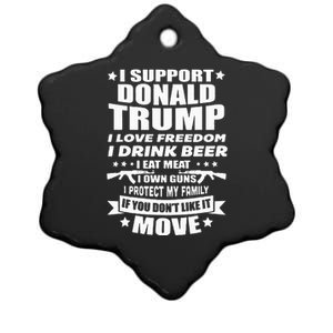 I Support Donald Trump I Love Freedom I Drink Beer Ceramic Star Ornament