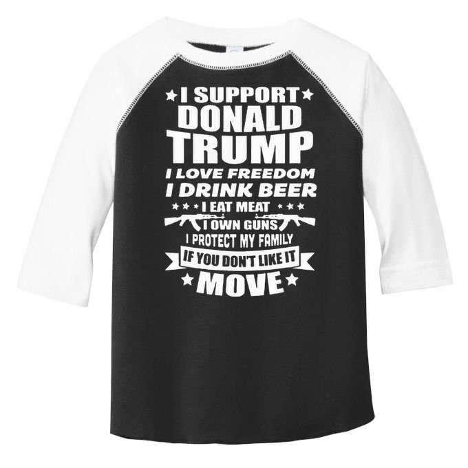 I Support Donald Trump I Love Freedom I Drink Beer Toddler Fine Jersey T-Shirt