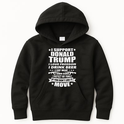 I Support Donald Trump I Love Freedom I Drink Beer Kids Hoodie