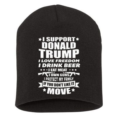 I Support Donald Trump I Love Freedom I Drink Beer Short Acrylic Beanie